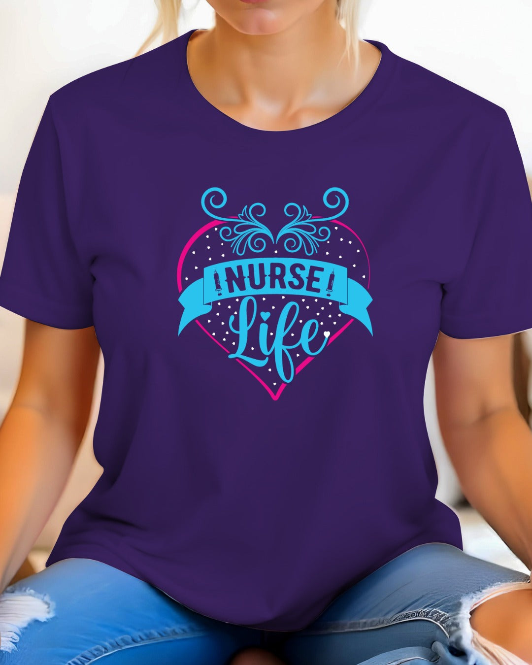Nurse Life Heart T-Shirt, Nursing Shirt, Gift for Healthcare Workers, Cute Nurse Apparel, Nurse Appreciation Gift, Nursing Student Shirt