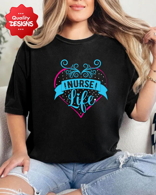 Nurse Life Heart T-Shirt, Nursing Shirt, Gift for Healthcare Workers, Cute Nurse Apparel, Nurse Appreciation Gift, Nursing Student Shirt
