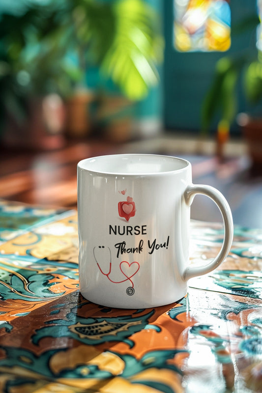 White Ceramic Nurse Mug, Nursing Is a Work of Heart, Thoughtful Gift for RN, LPN, CNA,  11 oz & 15 oz Coffee Cup for Nurse Appreciation, Nurse Week