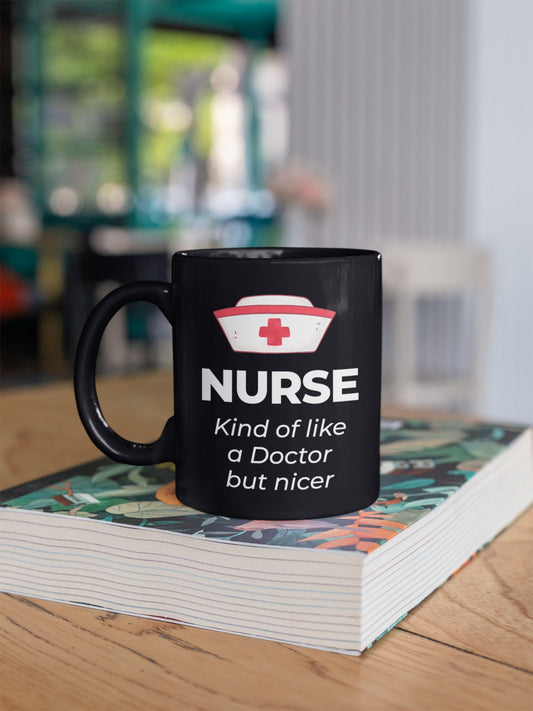 Black Ceramic Nurse Mug, 11 oz & 15 oz Coffee Cup for RN, LPN, CNA, Inspirational Gift for Nurses, Nursing Students, Healthcare Workers Gift