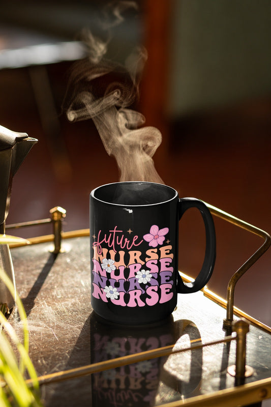 Future Nurse Mug, Registered Nurse Gift, Nursing Student Mug, Healthcare Professional Cup, Medical School Gift, Nurse Mug, Black Ceramic Mug