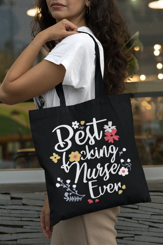 Best Nurse Ever Tote Bag, Nurse Appreciation Gift, Nursing Student Tote, Canvas Carryall, Medical Professional Nurse Bag, Nursing Tote Bag