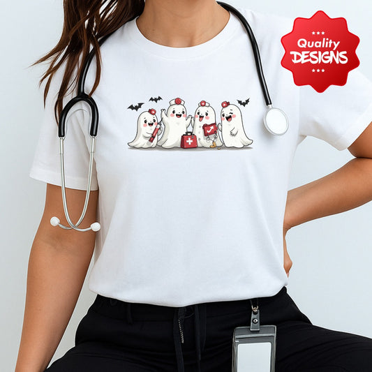 Nurse Halloween Ghosts T-shirt, Scary Halloween Costume Tee, Spooky Trick or Treat Shirt, Ghostly Nurse Halloween Apparel, Creepy Healthcare