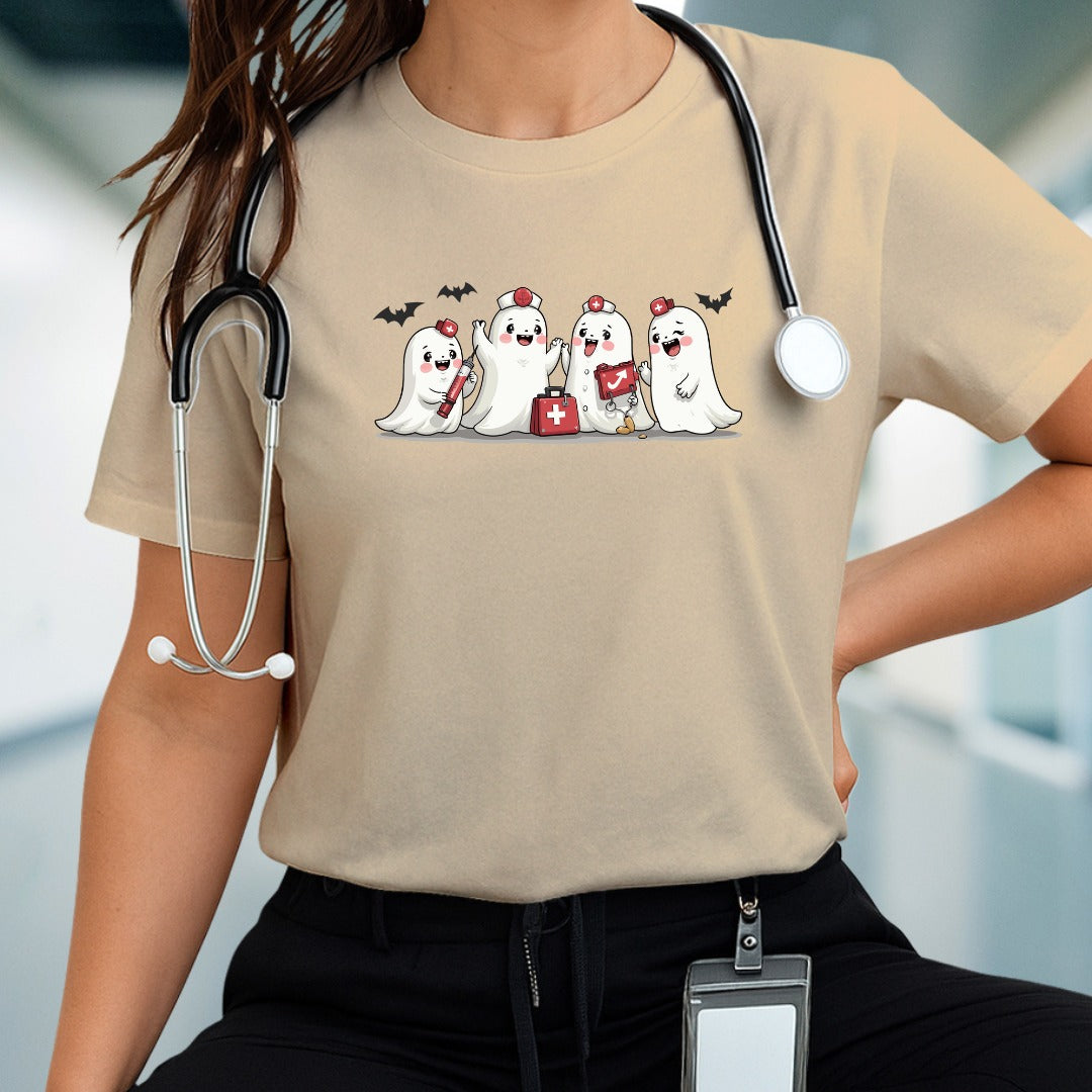 Nurse Halloween Ghosts T-shirt, Scary Halloween Costume Tee, Spooky Trick or Treat Shirt, Ghostly Nurse Halloween Apparel, Creepy Healthcare