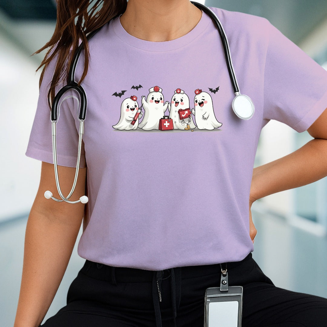 Nurse Halloween Ghosts T-shirt, Scary Halloween Costume Tee, Spooky Trick or Treat Shirt, Ghostly Nurse Halloween Apparel, Creepy Healthcare