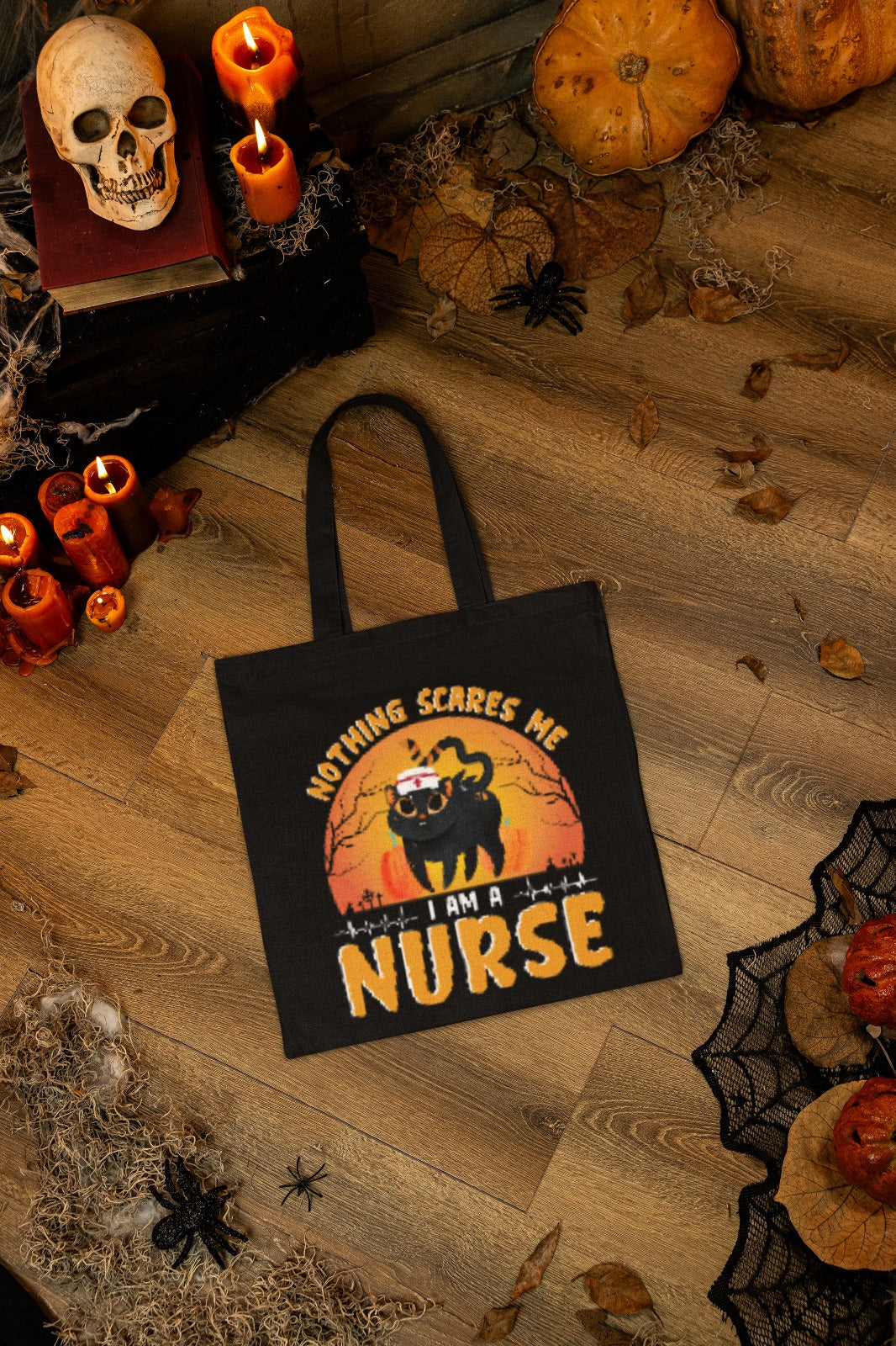 Halloween Nurse Tote Bag, Trick or Treat Bag, Nurse Gift, Halloween Costume, Nurse Cotton Tote, Nurse Appreciation, Nursing Student Tote Bag