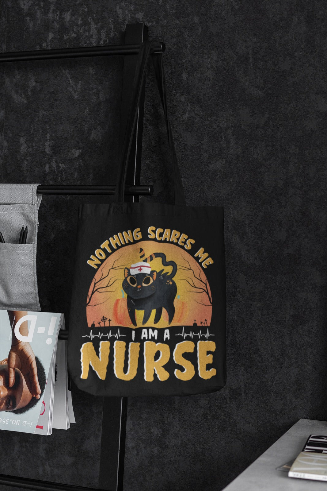 Halloween Nurse Tote Bag, Trick or Treat Bag, Nurse Gift, Halloween Costume, Nurse Cotton Tote, Nurse Appreciation, Nursing Student Tote Bag