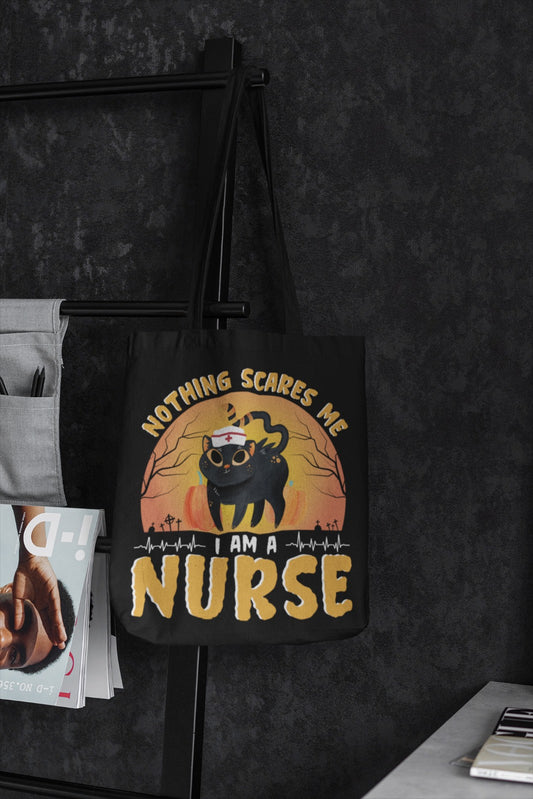 Halloween Nurse Tote Bag, Trick or Treat Bag, Nurse Gift, Halloween Costume, Nurse Cotton Tote, Nurse Appreciation, Nursing Student Tote Bag