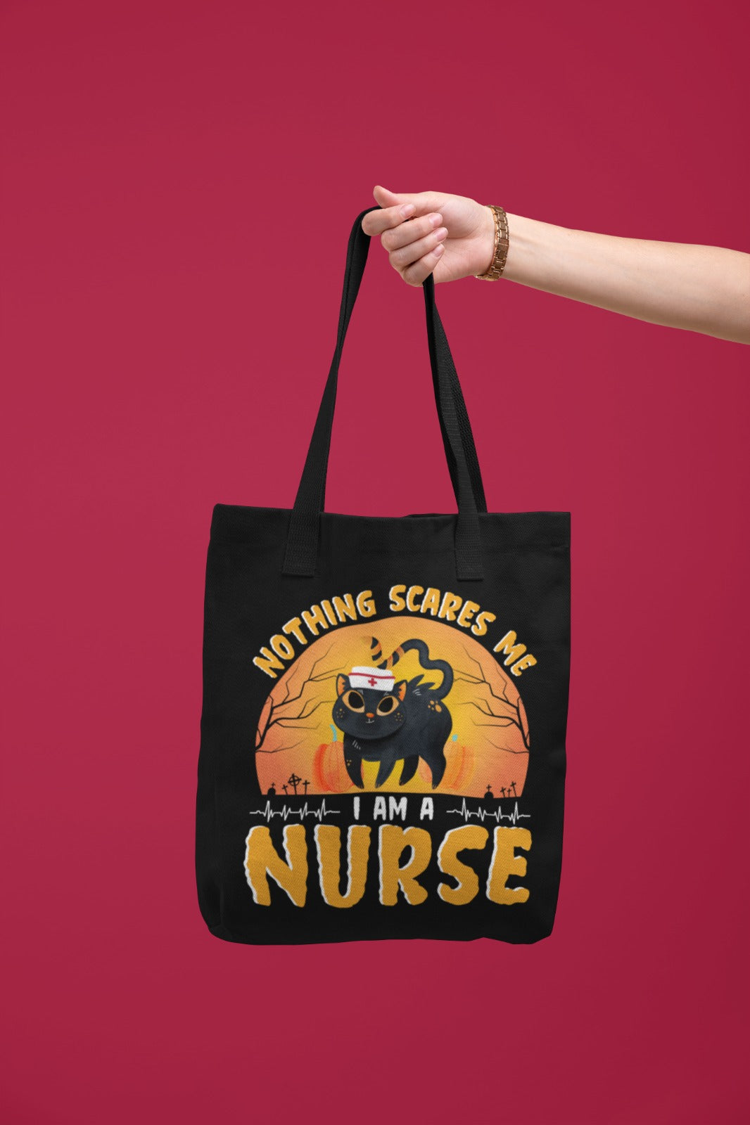 Halloween Nurse Tote Bag, Trick or Treat Bag, Nurse Gift, Halloween Costume, Nurse Cotton Tote, Nurse Appreciation, Nursing Student Tote Bag