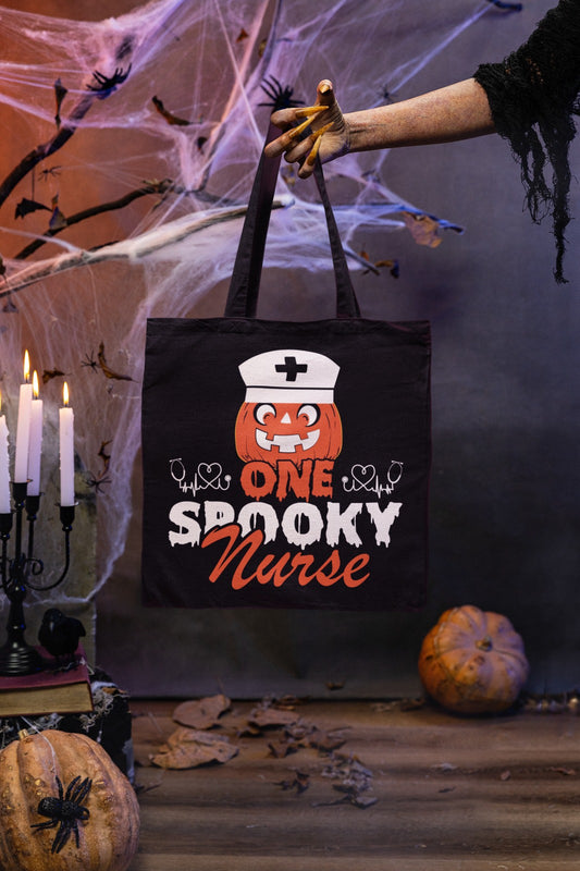 Spooky Nurse Tote Bag, Halloween Nurse Gift, Creepy Medical Tote, Nurse Appreciation Bag, Trick or Treat Nurse Bag, Nursing Student Bag