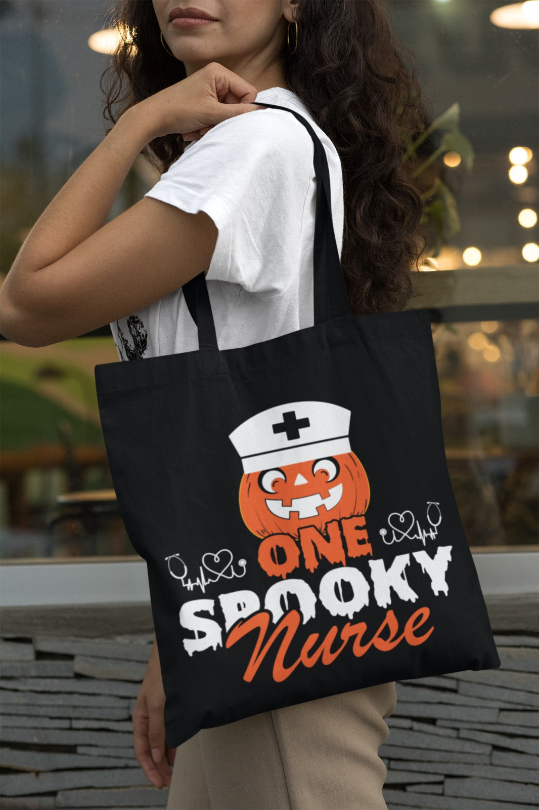 Spooky Nurse Tote Bag, Halloween Nurse Gift, Creepy Medical Tote, Nurse Appreciation Bag, Trick or Treat Nurse Bag, Nursing Student Bag