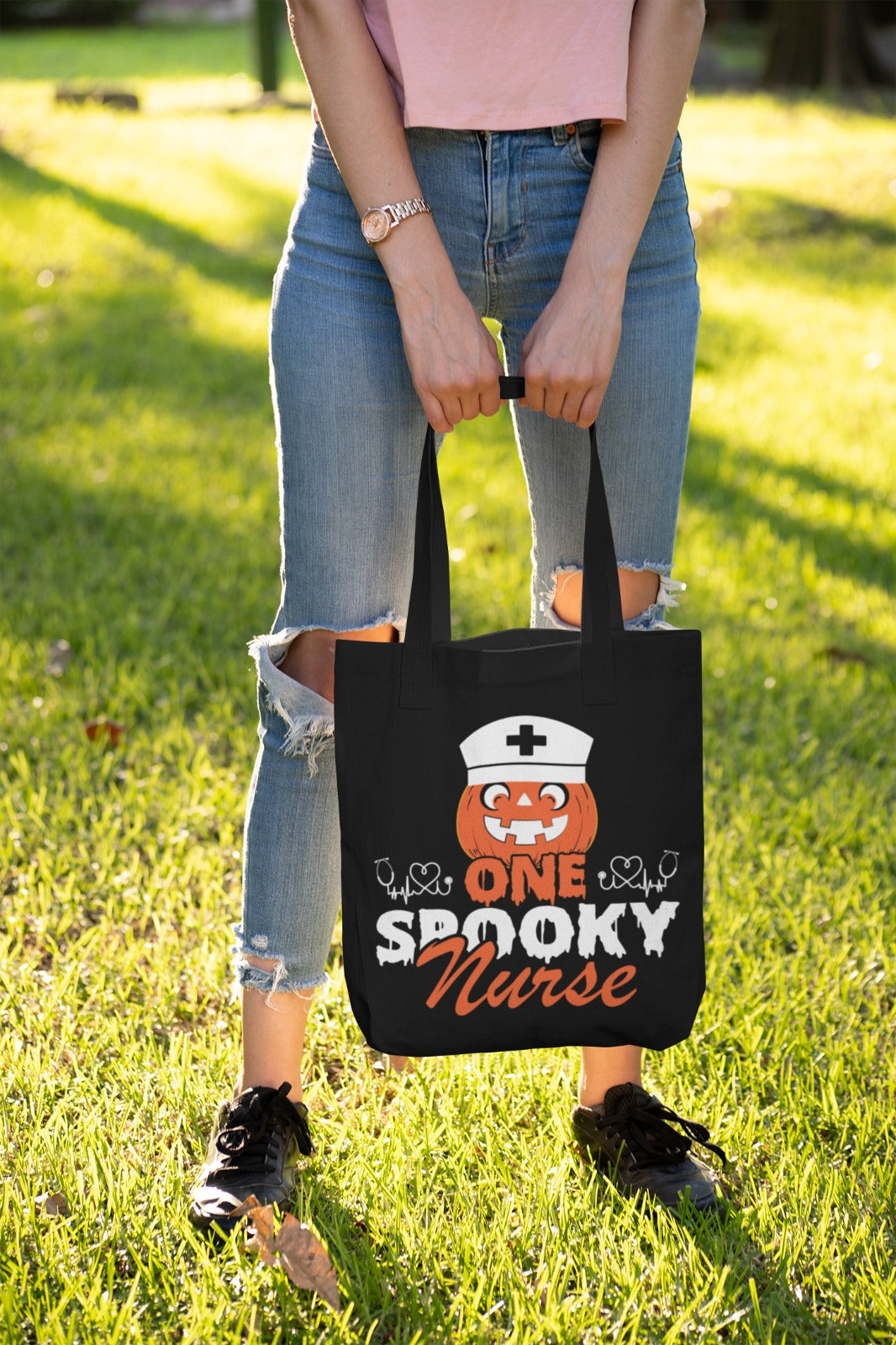 Spooky Nurse Tote Bag, Halloween Nurse Gift, Creepy Medical Tote, Nurse Appreciation Bag, Trick or Treat Nurse Bag, Nursing Student Bag