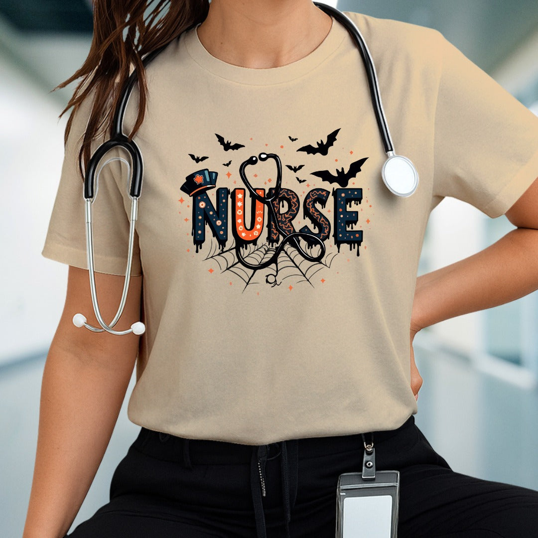 Nurse Halloween T-shirt, Medical Halloween Tee, Healthcare Worker Costume, Doctor Scary Shirt, Hospital Staff Spooky Top, Nursing Shirt