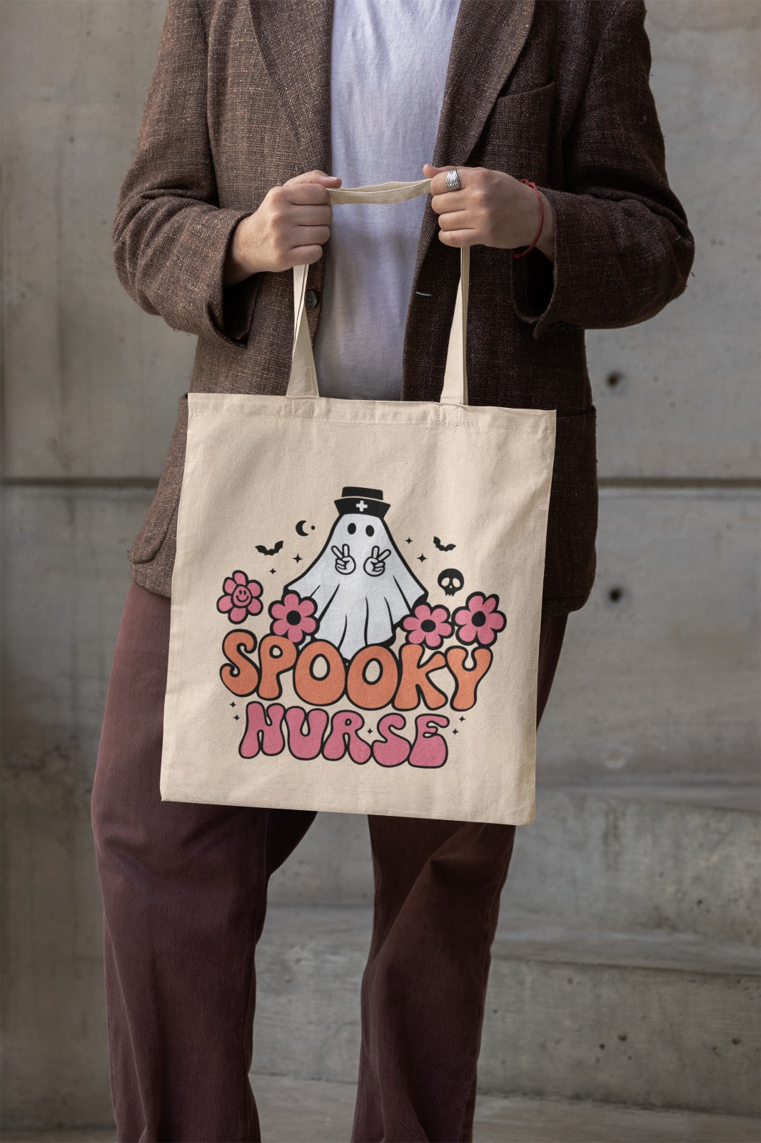 Spooky Nurse Tote Bag | Halloween, Nurse Gift, Cute Halloween Bag, Fun Canvas Tote, Trendy Nurse Accessory