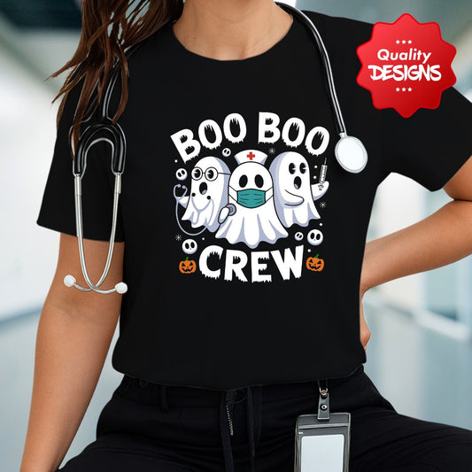 Funny Boo Boo Crew Ghost Nurse Halloween T-Shirt – Cute Medical Halloween Tee for Nurses, Doctors, Healthcare Workers, Spooky Gift