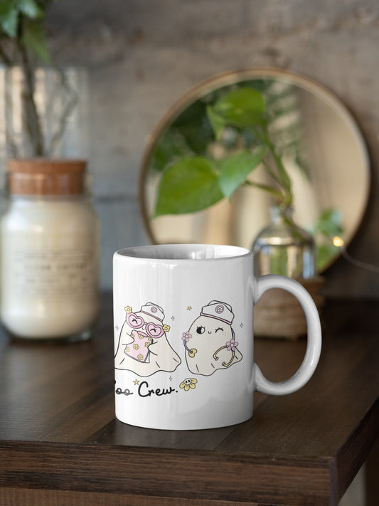 Cute Spooky Ghost Mug, Fun Coffee Cup, Halloween Gift, Kawaii Mug, Spooky Boo Crew Drinkware, Adorable Collectible