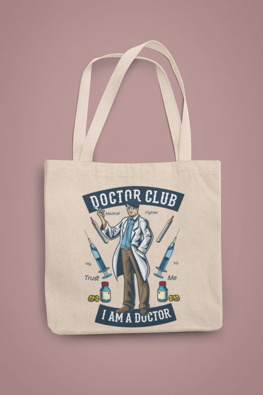 Doctor Club Tote Bag, Funny Doctor Gift, Medical School Tote, Eco-Friendly Shopping Bag, Canvas Bag for Healthcare Workers