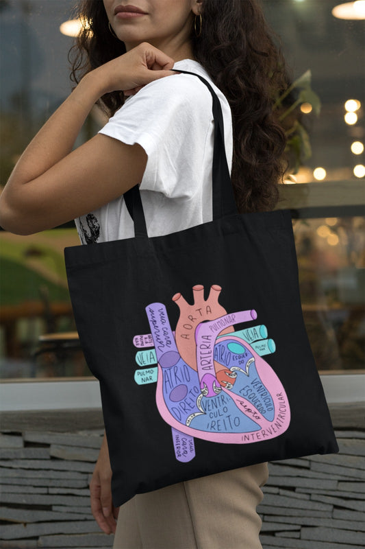Heart Anatomy Tote Bag, Educational Tote, Science Gift, Anatomy Art, Medical Student Bag, Eco-Friendly Tote