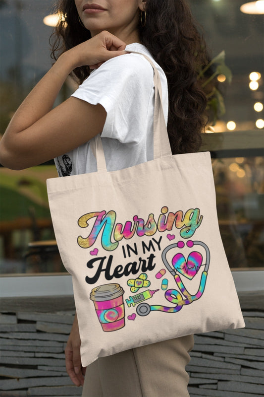 Nursing Heart Tote Bag - Gift for Nurses, Eco-Friendly Bag, Nursing Student Essentials, Medical Profession Tote, Heartfelt Appreciation
