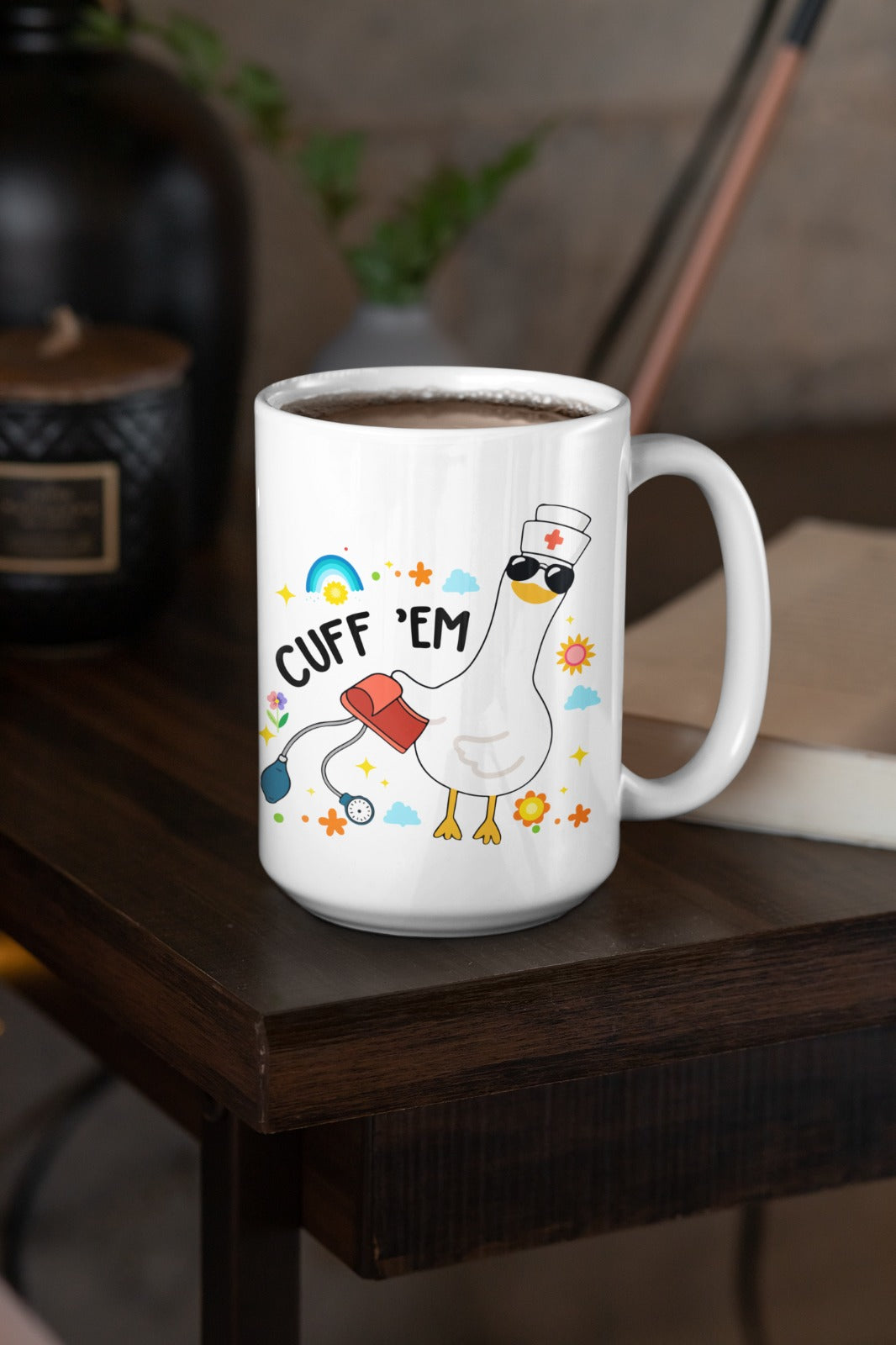 Nurse-Themed Ceramic Mug – Cute Cuffing Season Design, Gift for Healthcare Workers, Fun Coffee Cup, 11oz & 15oz Sizes
