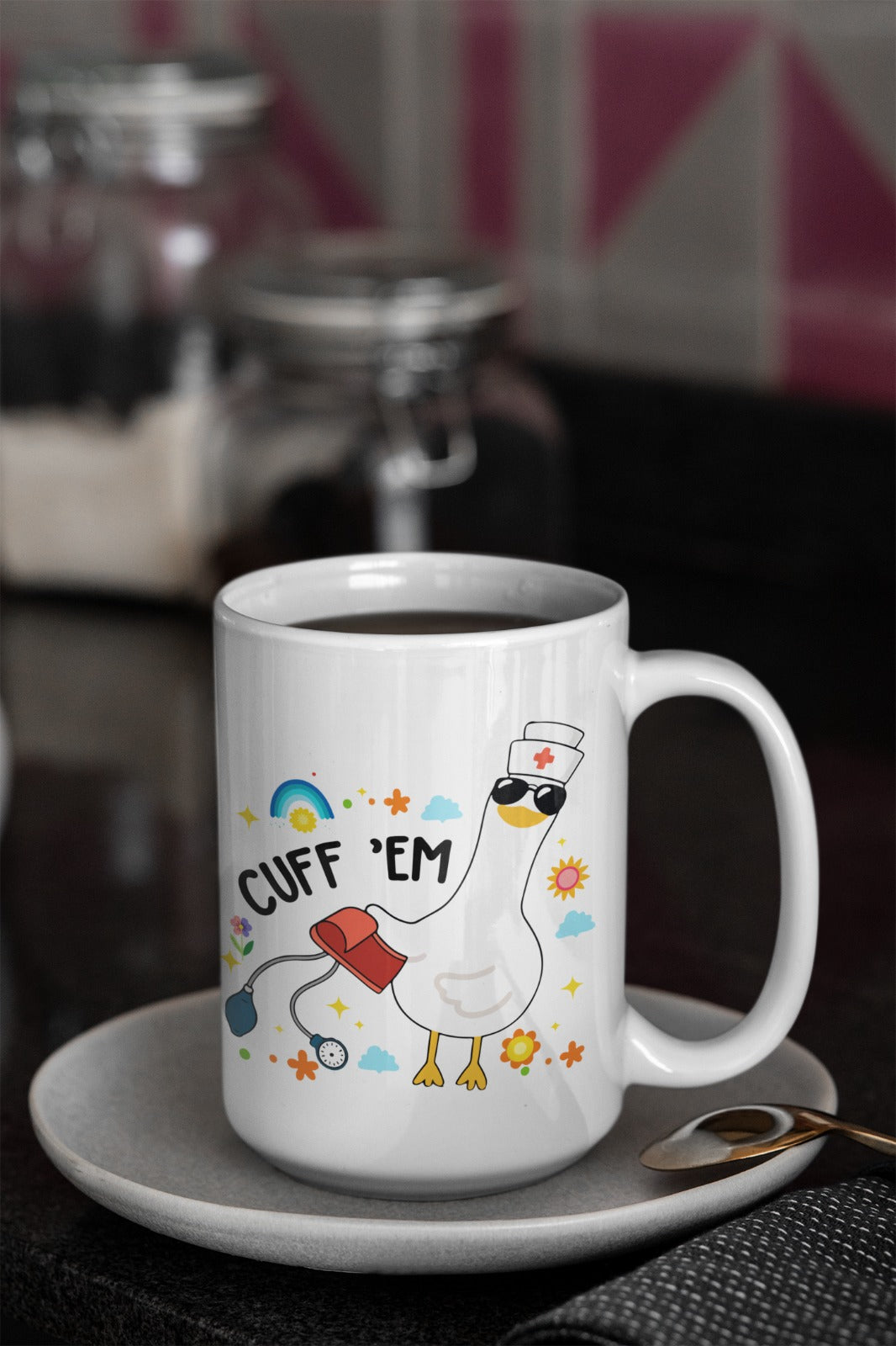 Nurse-Themed Ceramic Mug – Cute Cuffing Season Design, Gift for Healthcare Workers, Fun Coffee Cup, 11oz & 15oz Sizes