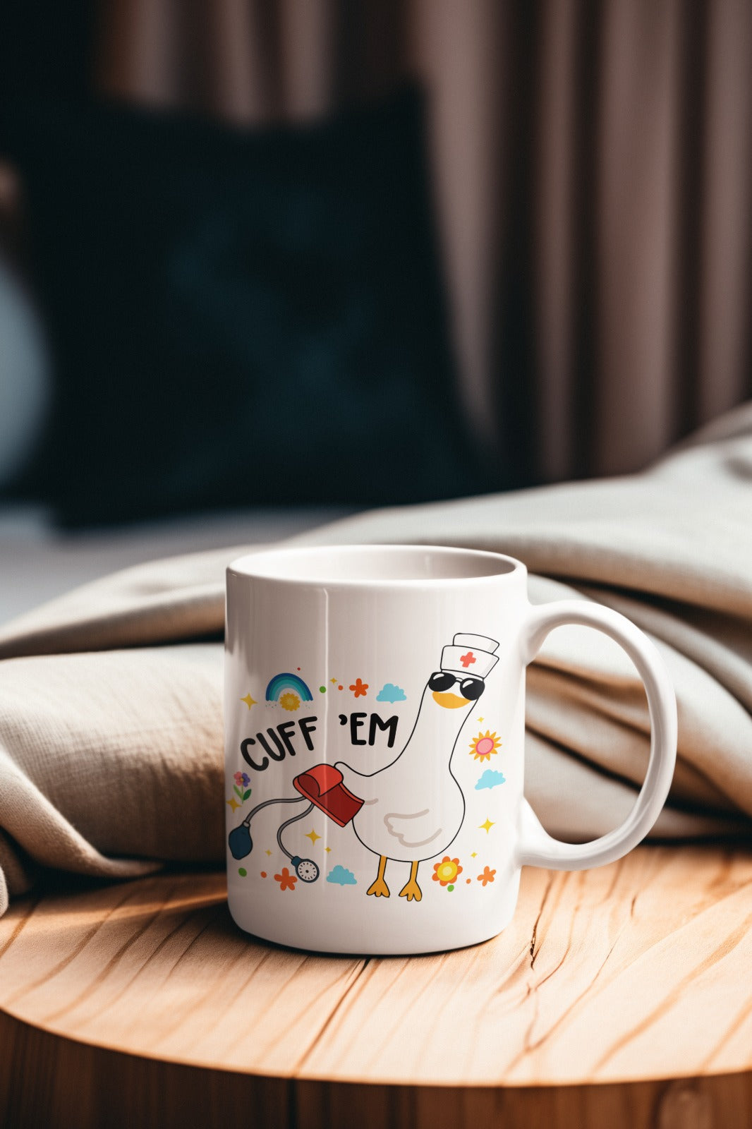 Nurse-Themed Ceramic Mug – Cute Cuffing Season Design, Gift for Healthcare Workers, Fun Coffee Cup, 11oz & 15oz Sizes