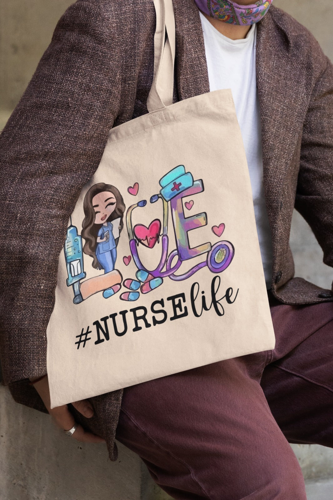 Nurse Life Cotton Canvas Tote Bag - Perfect Gift for Healthcare Heroes