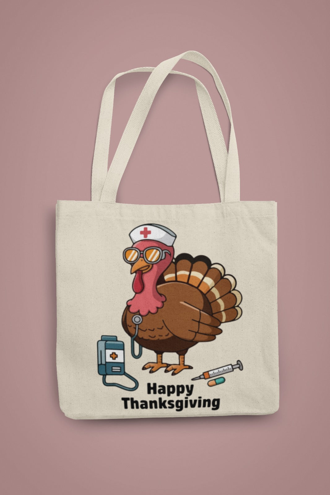 Thanksgiving Nurse Turkey Tote Bag – Happy Thanksgiving Canvas Tote