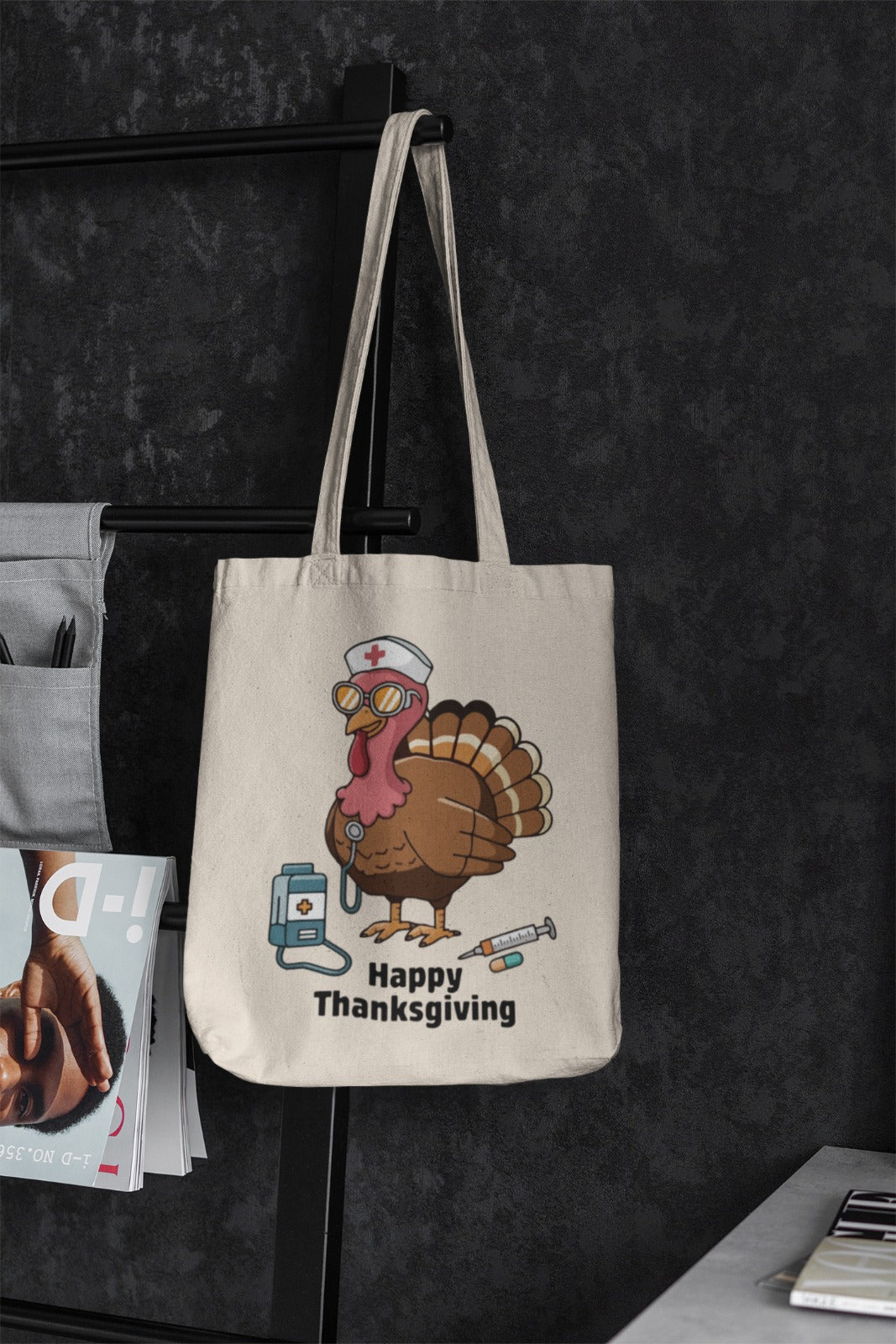 Thanksgiving Nurse Turkey Tote Bag – Happy Thanksgiving Canvas Tote