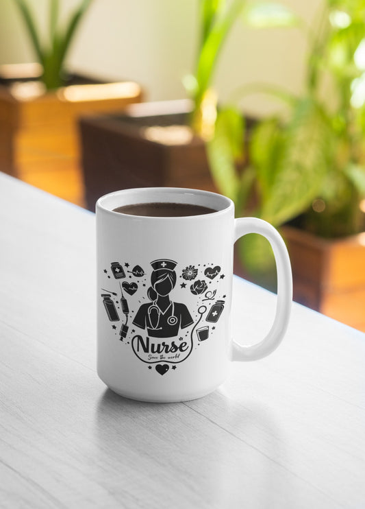 Nurse Mug, Gift for Nurses, Nurse Ceramic Mug, White Coffee Cup, Hospital Worker Mug, Medical Mug, Appreciation Gift For Nurses, Nursing Mug