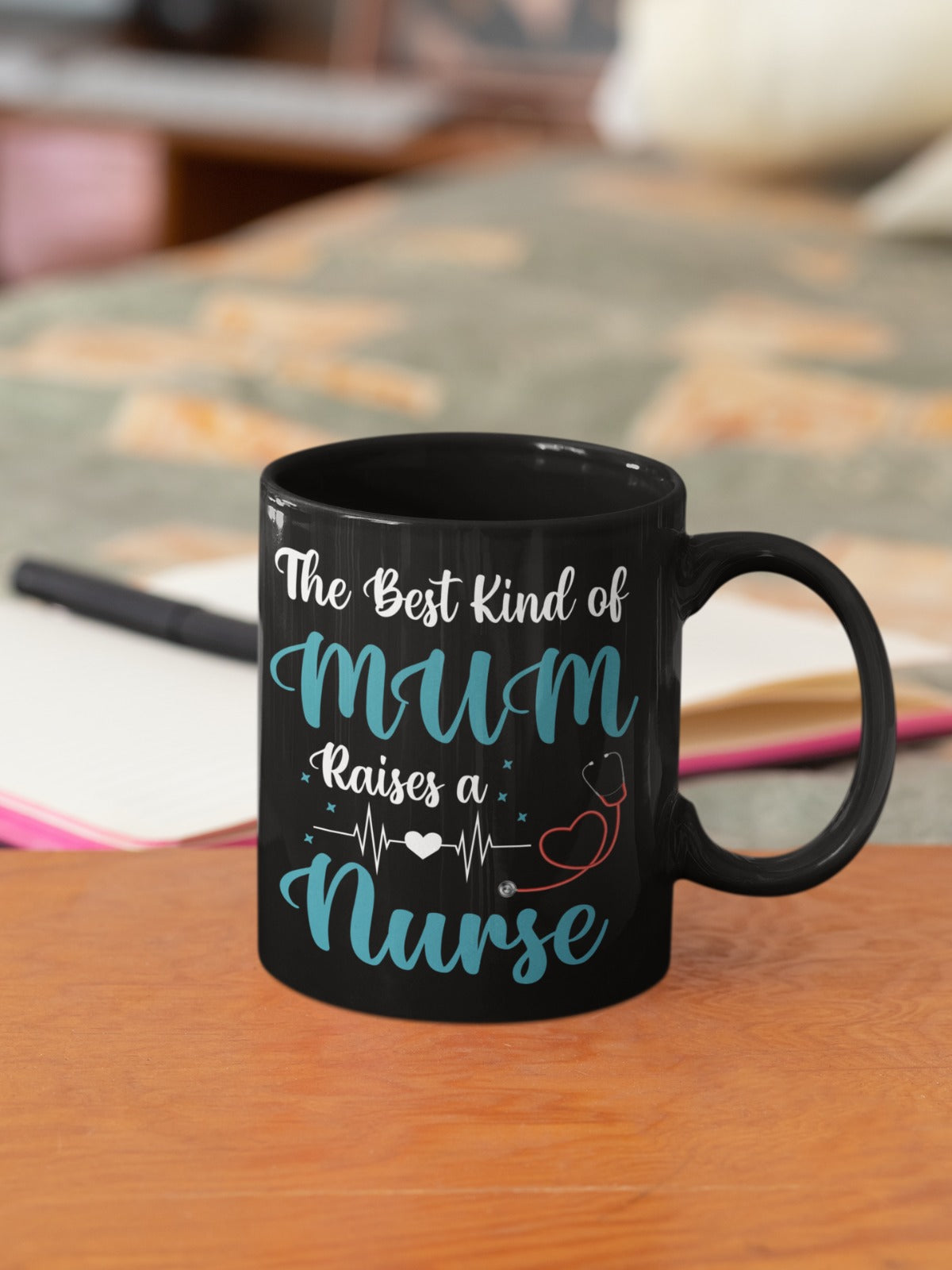 Nurse Mug, Gift for Nurses, Mum Raises A Nurse Mug, Black Coffee Cup, Nurse Appreciation Gift, Nurse Graduation Gift, Nursing Student Mug
